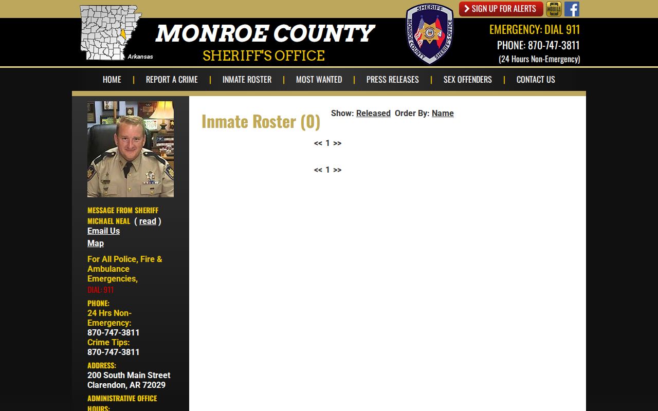 Monroe County arrest history current inmate roster interface
