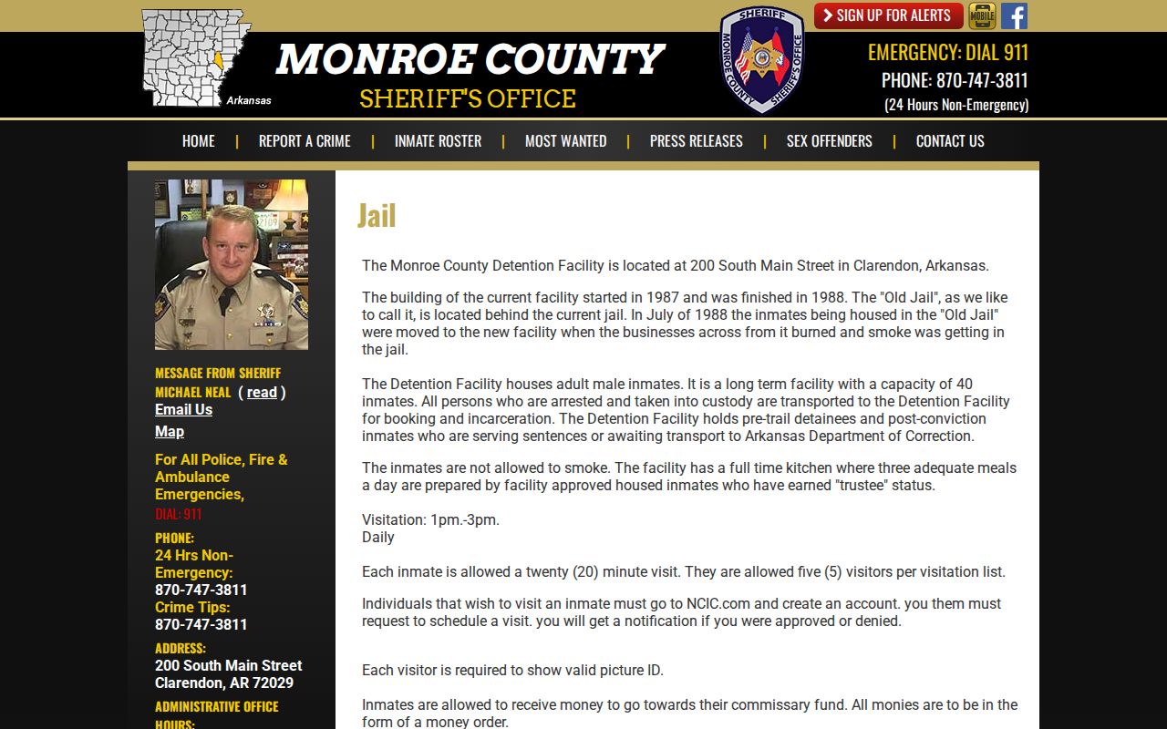 Monroe County arrest history detention facility page