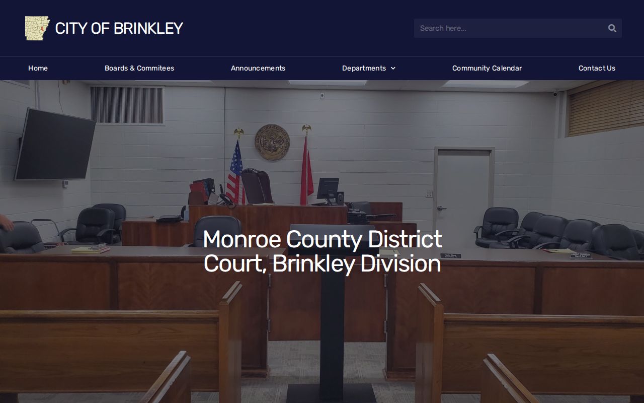 Official Brinkley District Court page with clerk and court schedule information