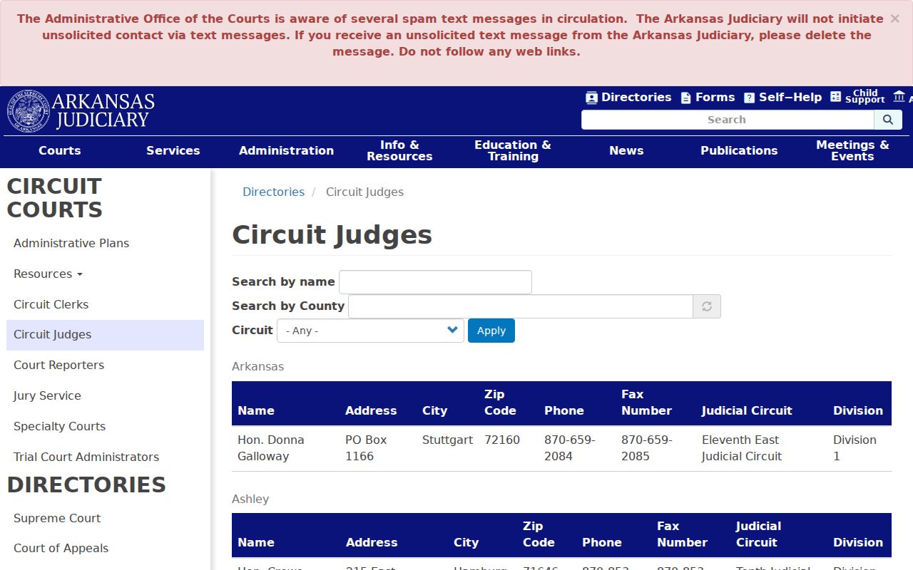 First Judicial Circuit directory for Monroe County criminal court cases