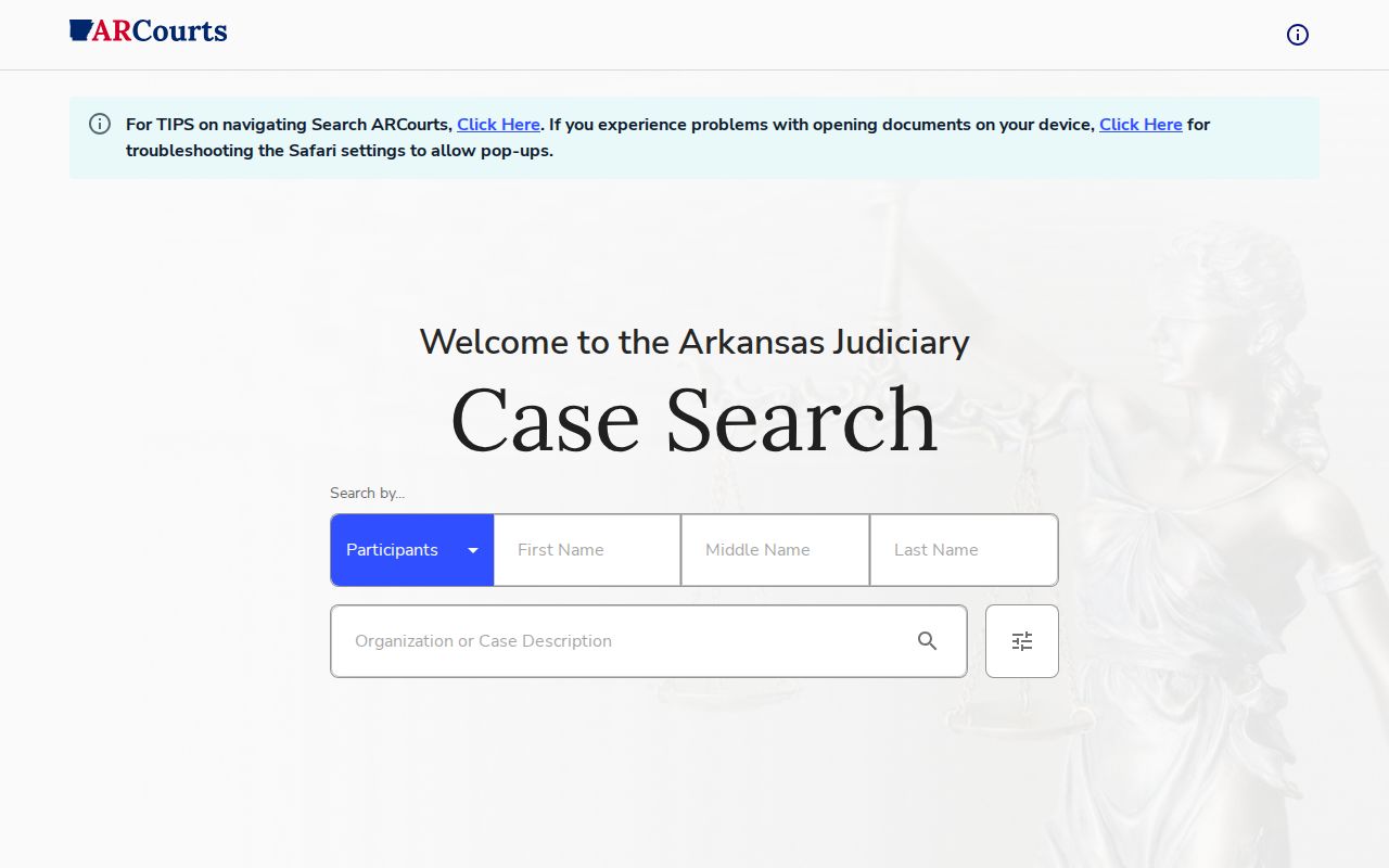 Search ARCourts interface for Monroe County criminal court cases