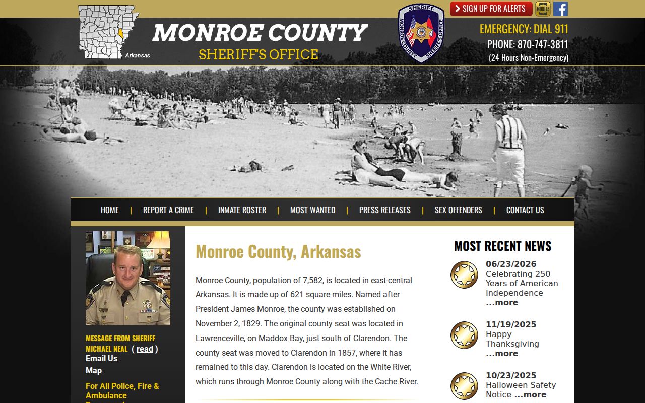 Monroe County criminal history links on the official sheriff home page